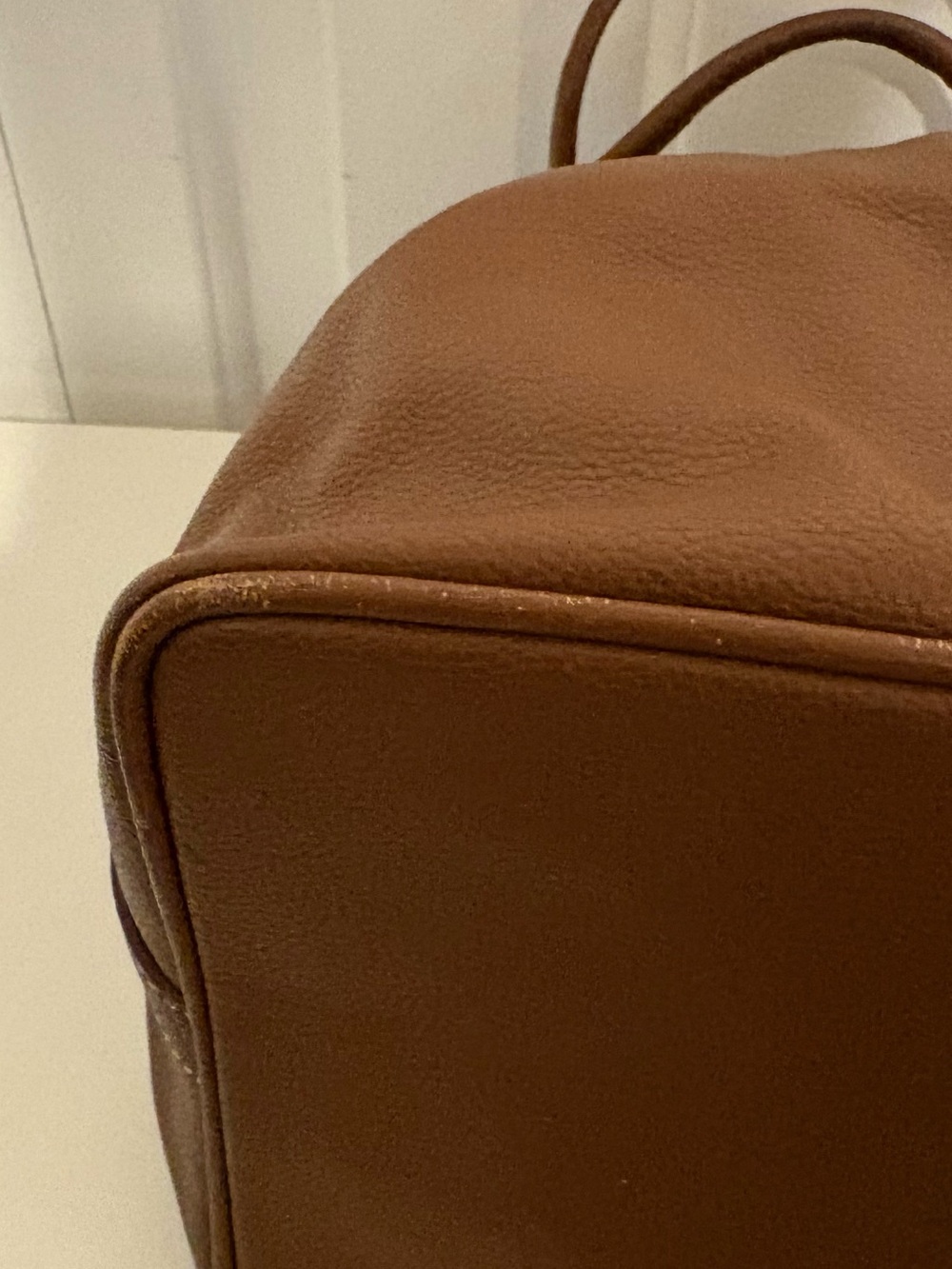 DOONEY& BOURKE Carmel Brown Pebble Grain Leather Drawstring Hobo Bucket Bag - Picture 13 of 14